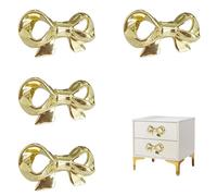 NNNJunhua Lot de 4 boutons de placard en forme de nœud Doré