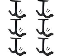 NNNJunhua Lot de 6 crochets doubles en alliage de zinc pour plafond, armoire, manteau, serviette, chapeau, sous armoire, étagère (noir)