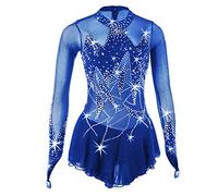 Nnnydjy Robe De Compétition De Patinage Artistique pour Enfants Justaucorps De Gymnastique Rythmique Costumes De Patinage sur Glace Professionnels en Strass Faits À La Main pour Filles,I,S