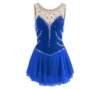 Nnnydjy Robe De Compétition De Patinage Artistique sans Manches Déguisement D'entraînement De Patinage sur Glace Femme Fille Justaucorps Tutu Gymnastique Bijoux Faits À La Main,A,XXXL