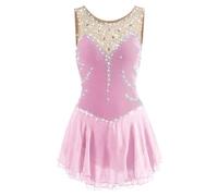 Nnnydjy Robe De Compétition De Patinage Artistique sans Manches Déguisement D'entraînement De Patinage sur Glace Femme Fille Justaucorps Tutu Gymnastique Bijoux Faits À La Main,K,L