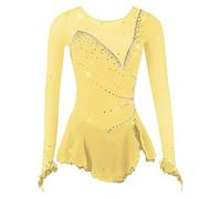 Nnnydjy Robe De Compétition De Patinage sur Glace pour Filles Justaucorps D'entraînement De Gymnastique Rythmique Déguisement De Patinage Artistique Jupe Roller Skate Manche Longue,D,XL