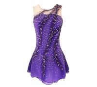 Nnnydjy Robe De Performance De Patinage Artistique pour Filles Jupe De Patinage sur Glace sans Manches Justaucorps De Gymnastique Rythmique avec Strass Costume De Compétition,C,M