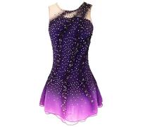Nnnydjy Robe De Performance De Patinage Artistique pour Filles Jupe De Patinage sur Glace sans Manches Justaucorps De Gymnastique Rythmique avec Strass Costume De Compétition,E,M