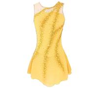 Nnnydjy Robe De Performance De Patinage Artistique pour Filles Jupe De Patinage sur Glace sans Manches Justaucorps De Gymnastique Rythmique avec Strass Costume De Compétition,F,12_15Years