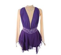 Nnnydjy Robes De Concours De Patinage Professionnel Costume De Performance De Patinage sur Glace pour Filles Dance Féminine Rythmique Gymnastique Justaucorps Robe De Ballet,F,11_13Years