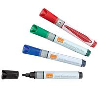 NNobo - Marqueurs Effaçables à Sec Liquid Ink pour Tableau Blanc, Pointe Ogive de 3 mm, Lot de 4, Couleurs Assorties, 1905324
