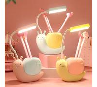 NNOVAT Jolie veilleuse LED pour enfants - Lampe de bureau mignonne en forme d'escargots mignons - Accessoires de bureau kawaii - Col de cygne flexible - Soin des yeux - Petite lampe de bureau pour
