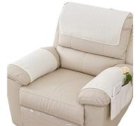 NNSMUN Housse d'accoudoir de canapé et antidérapante, Housse D'appui-tête pour Housse De Bras De Fauteuil Inclinable, Housse De Fauteuil, Protection De Meubles avec Poches (Beige,2 Places (4 PièCes))