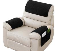 NNSMUN Housse d'accoudoir de canapé et antidérapante, Housse D'appui-tête pour Housse De Bras De Fauteuil Inclinable, Housse De Fauteuil, Protection De Meubles avec Poches (Noir,1 Place (3 PièCes))