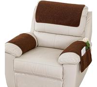 NNSMUN Housse d'accoudoir de canapé et antidérapante, Housse D'appui-tête pour Housse De Bras De Fauteuil Inclinable, Housse De Fauteuil, Protection De Meubles avec Poches (Café,1 Place (3 PièCes))