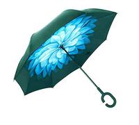 NNY Inc Parapluie double face coupe-vent et protecteur contre les UV - Pliable - Parapluie droit inversé pour hommes et femmes - Autoportant - Poignée « C » - pour golf/voitures (nuit enneigée)