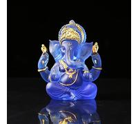 NNYCC Ganesh Idole Statue 14cm Résine Cristal Décor Hindou Éléphant Dieu Seigneur Bouddha Ganesha Cadeau Décoration,Bleu