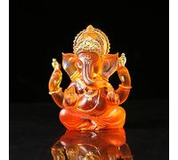 NNYCC Ganesh Idole Statue 14cm Résine Cristal Décor Hindou Éléphant Dieu Seigneur Bouddha Ganesha Cadeau Décoration,Orange