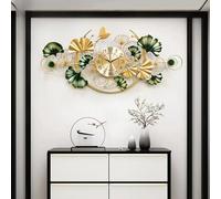 NNYCC Grande Horloge Murale décorative Moderne Métal Silencieux 39 Pouces Grandes horloges murales Horloge Murale muette de Feuille de Ginkgo pour Salon Chambre à Coucher Or,d'or,50x100cm