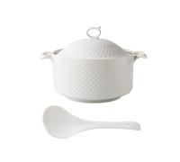 NNYCC Soupière de Service avec Couvercle et Louche, Bol de Service de Soupe en Porcelaine pour Cuisine à Domicile Restaurant,Blanc,1800ML
