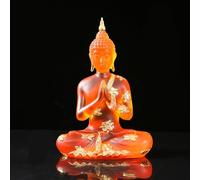 NNYCC Statue de Bouddha en Résine de Cristal, Décor de Méditation d'intérieur Figurine de Bouddha Assis Thaïlandais Cadeaux Spirituels pour Table Zen,Orange,L