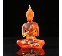 NNYCC Statue de Bouddha en Résine de Cristal, Décor de Méditation d'intérieur Figurine de Bouddha Assis Thaïlandais Cadeaux Spirituels pour Table Zen,Orange,S