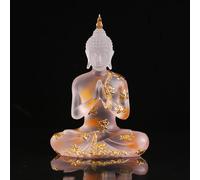 NNYCC Statue de Bouddha en Résine de Cristal, Décor de Méditation d'intérieur Figurine de Bouddha Assis Thaïlandais Cadeaux Spirituels pour Table Zen,Blanc,L