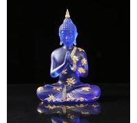 NNYCC Statue de Bouddha en Résine de Cristal, Décor de Méditation d'intérieur Figurine de Bouddha Assis Thaïlandais Cadeaux Spirituels pour Table Zen,Bleu,L