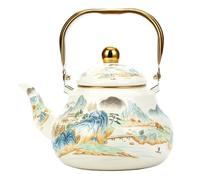 NNYCC Théière Bouilloire en émail Bouilloire à thé en émail Grande capacité 2,5 litres avec poignée résistante à chaleur Convient à toutes les cuisinières y compris gaz à induction flammes nues,A,1.5L