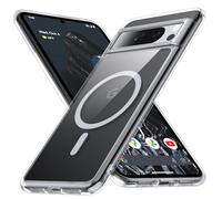 [No.1 Magnétique] Coque pour Google Pixel 8 Pro avec Magsafe [Anti-Jaune] [Slim Fit] [Militaire Antichoc] Coque Rigide Transparente avec Pare-Chocs Silicone Souple pour Pixel 8 Pro Case 6,7'',Clear
