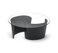 No 7 Table Basse de Salon Ø90 Chêne Noir /Verre