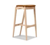 No 7 Tabouret de Bar 65 sans Dossier Chêne Huilé blanc/Cognac