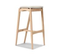 No 7 Tabouret de Bar 65 sans Dossier Chêne Huilé Blanc/ Gris Clair Soie