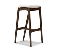 No 7 Tabouret de Bar 65 sans Dossier Chêne Huilé Foncé/ Gris Clair Soie