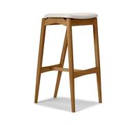 No 7 Tabouret de Bar 65 sans Dossier Chêne Huilé/soie Gris Clair