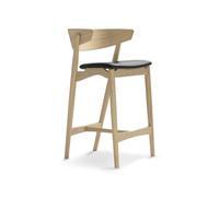 No 7 Tabouret de Bar Chêne Huilé Blanc et Cuir Noir
