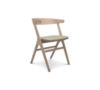 No 9 Chaise de Salle à Manger en Bois de Chêne Huilé Blanc et Cuir Gris Clair