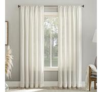 No. 918 Amalfi Panneau de Rideau Semi-Transparent texturé en Lin mélangé avec Passe-Tringle, 137,2 x 160 cm, Blanc Perle