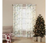 No. 918 Balsam Panneau de Rideau Transparent avec Passe-Tringle, Motif Sapin de Noël, 94 x 160 cm, Vert pin