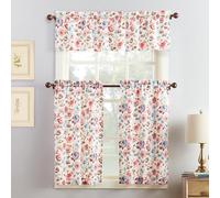 No. 918 Dora Ensemble de Rideaux de Cuisine Semi-Transparents avec Passe-Tringle, 137,2 x 91,4 cm, Corail