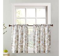 No. 918 Signy Paire de Rideaux de Cuisine Semi-Transparents avec Passe-Tringle Motif jacobean Blanc 137,2 x 91,4 cm