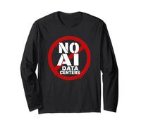 No AI Data Centers - Simple Minimal Spray Paint Style Text Manche Longue