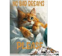 No Bad Dreams Cute Cat Puzzle Imposible,desafío for Adults Juego Educativo 1000 Piezas Obra De Arte De Juego De Para Adultos Y Niños A Partir De 12 Años 1000pcs (75x50cm)