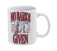 No Barks Given Elephant Tasse à café en céramique blanche de 325 ml, tasse à thé imprimée double face avec poignée ergonomique en C et fond épais en porcelaine pour la maison, le bureau, la cuisine