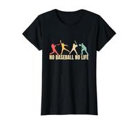 No Baseball No Life Funny Baseball T-Shirt Graphique avec Valeur, Femme, Noir, M