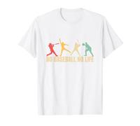 No Baseball No Life Funny Baseball T-Shirt Graphique avec Valeur, Homme, Blanc, M