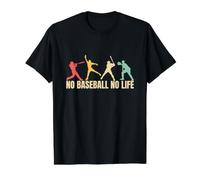 No Baseball No Life Funny Baseball T-Shirt Graphique avec Valeur, Homme, Noir, M