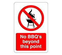 No BBQ'S beyond this point : signalisation de sécurité - Autocollant haute adhérence (300 mm x 200 mm) Distance de visualisation à moins de 7 m.