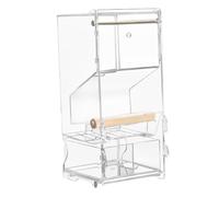 No Bird Feeder - Clear Acrylic Automatic Bird Food Container With Perch | 650g Cage Accessories, Clear Parakeet Food Container Transparent for Small And Medium Lovebirds, Parakeets