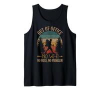 No Boss No WI-FI Off-Grid Backpacker Retro Sunset Design Débardeur