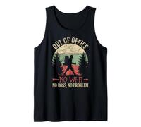 No Boss No WI-FI Off-Grid Backpacker Retro Sunset Design Débardeur