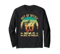 No Boss No WI-FI Off-Grid Backpacker Retro Sunset Design Manche Longue