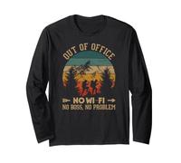 No Boss No WI-FI Off-Grid Backpacker Retro Sunset Design Manche Longue