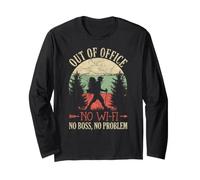 No Boss No WI-FI Off-Grid Backpacker Retro Sunset Design Manche Longue